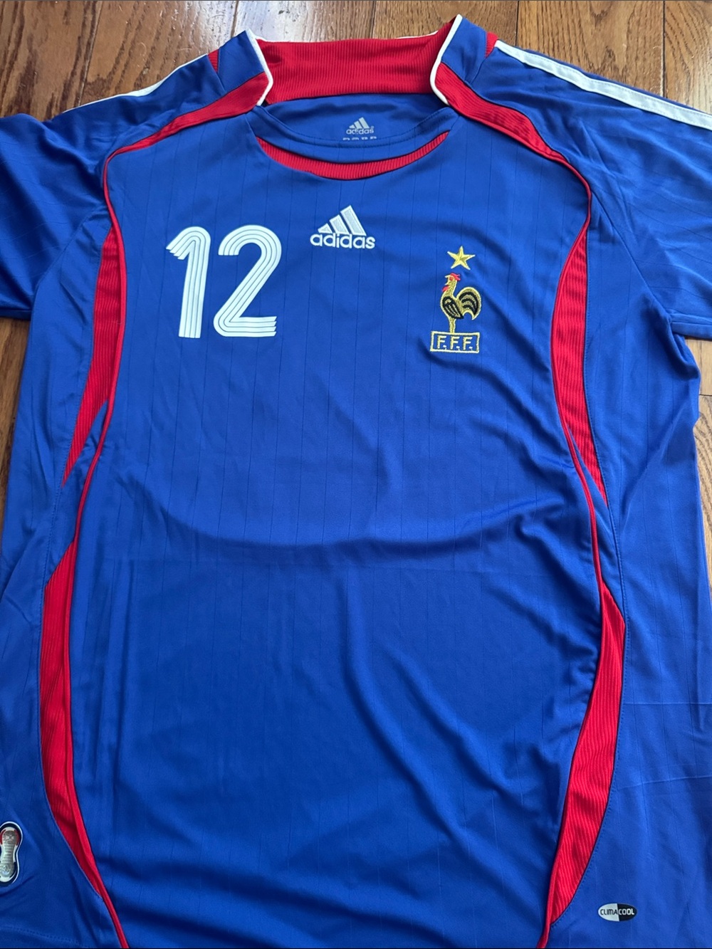 adidas Blue France #12 Soccer Jersey with Red Details